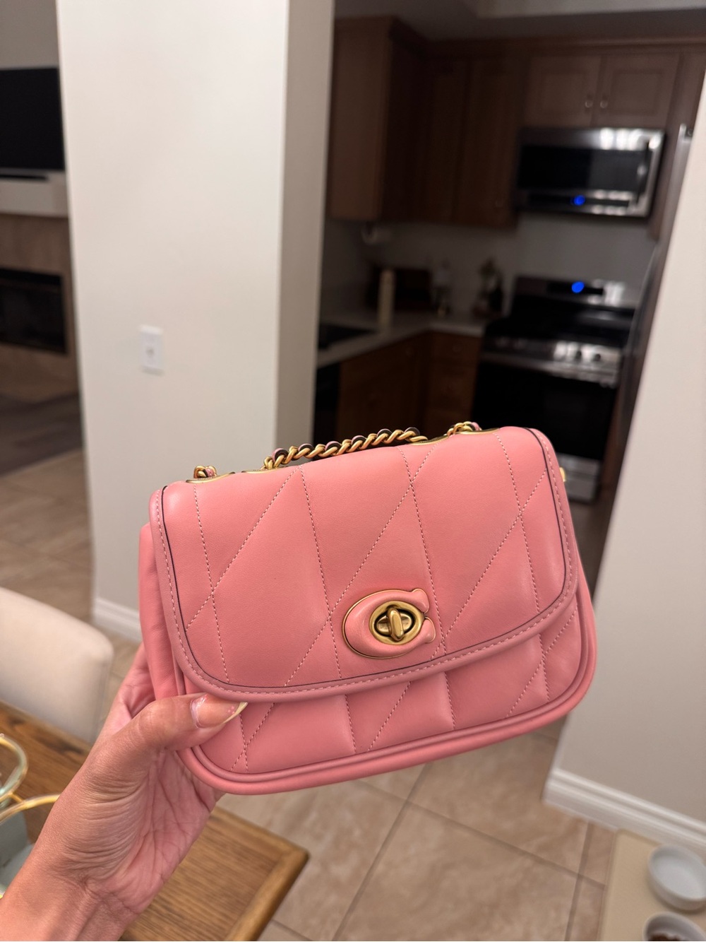 Pink Quilted COACH Shoulder Bag